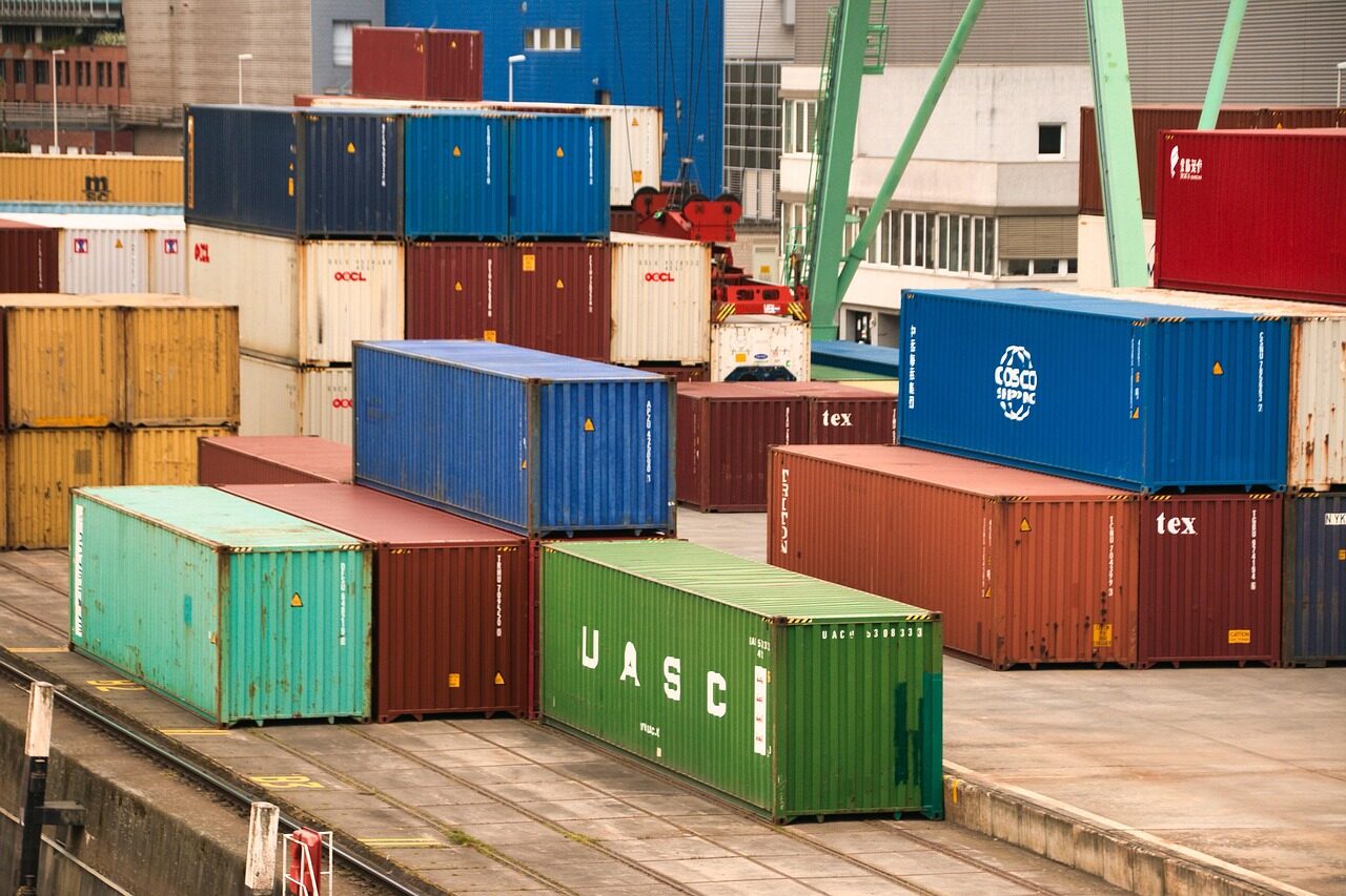 Container transport logistics scene